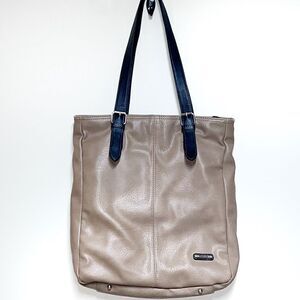 Roots Large Beige Brown Tote faux leather Shoulder Bag